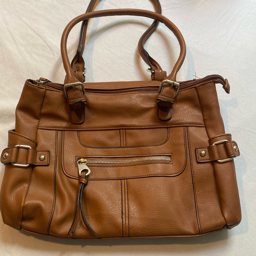Brown faux leather purse